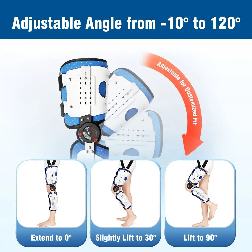 Durable Aluminum Unisex Knee Ankle Foot Orthosis Brace Adjustable Joint Stabilizer Lace-up Closure for Thigh Knee Leg Support