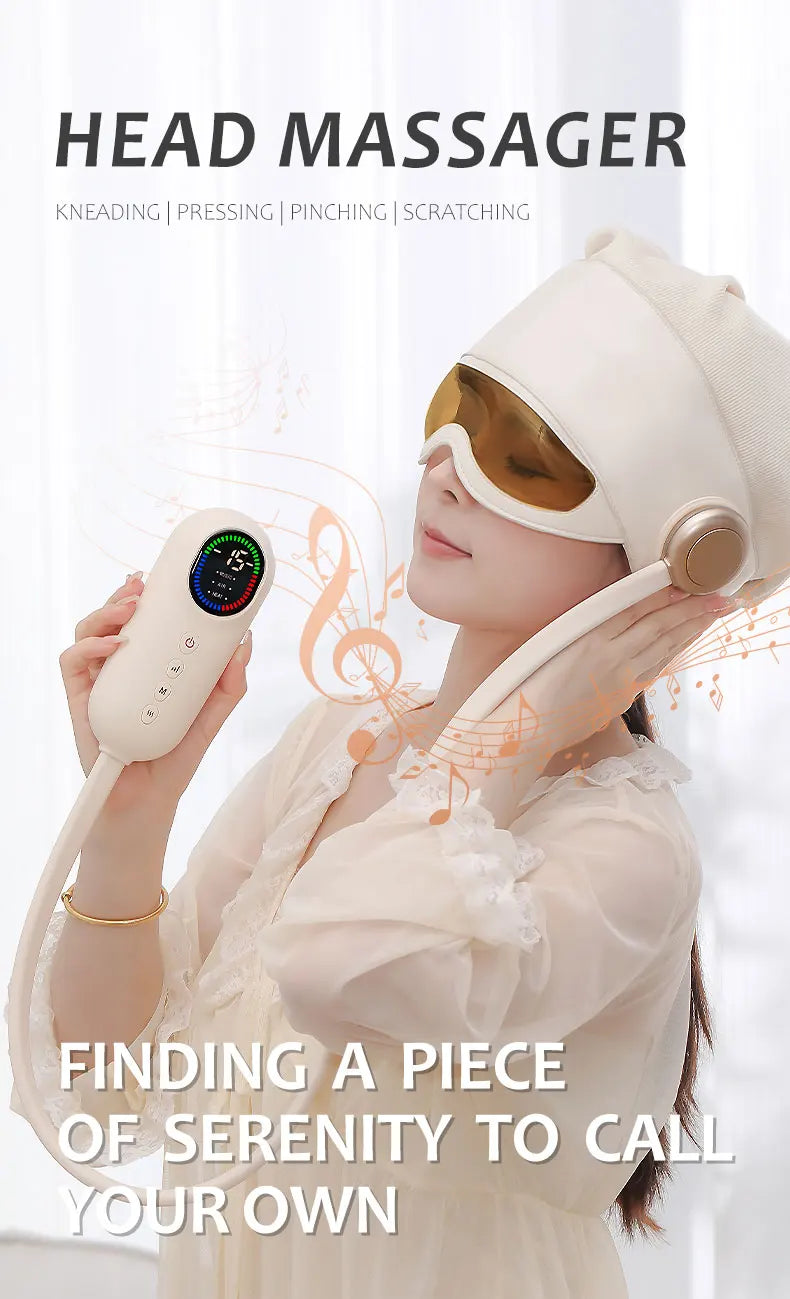 Smart Bluetooth Head Massager with Heating and Massage for Stress Relief ML-332